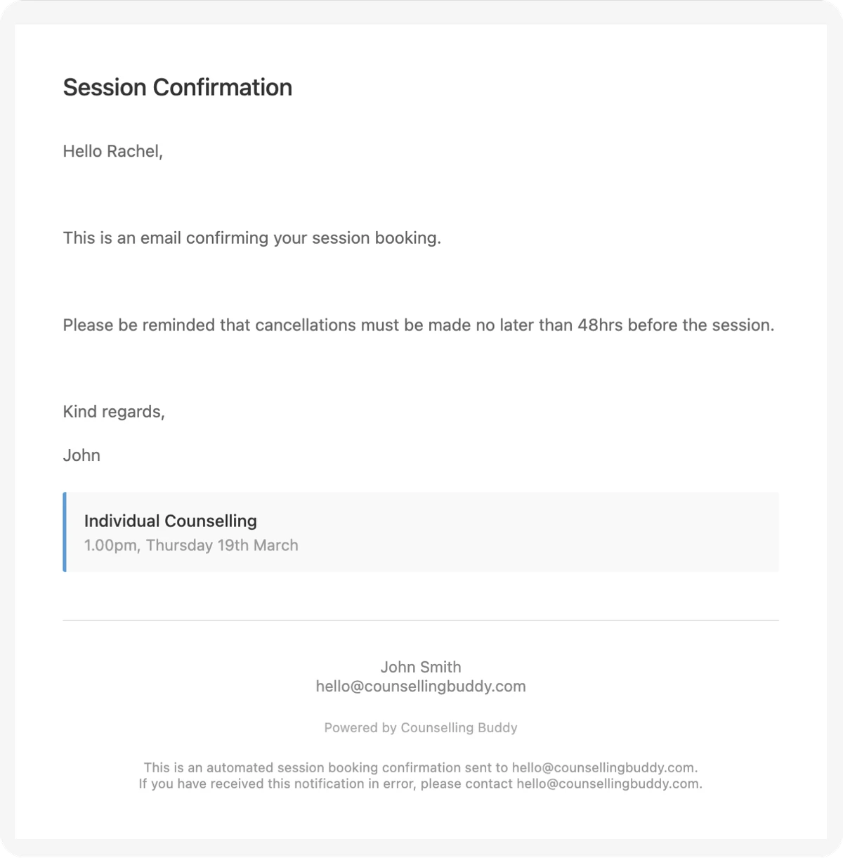 Counselling Buddy Client Profile