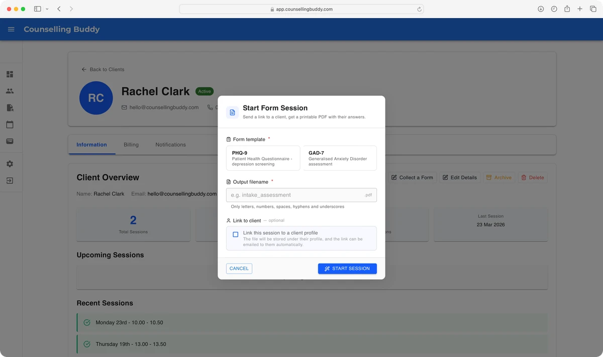 Form link creation popup window
